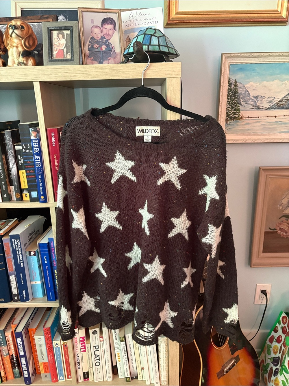 Iconic 2010s Wildfox Black Star-Print Crewneck Sweater